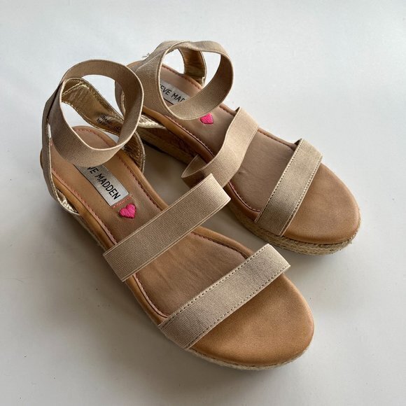 Steve Madden‎ Kids' Jbandi Espadrille Wedge Sandal, J Bandi, Natural Size 4 - Picture 2 of 7